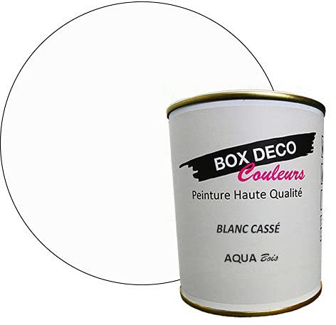 BOX DECO COULEURS Peinture meuble bois intérieur à base d'acrylique aspect velours-satin Aqua Bois - 750 ml / 9m², Blanc Cassé