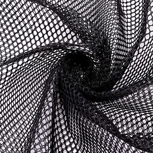 Pllieay Black Mesh Fabric 29.5x59 Inch, Slightly Stretchy for Backpack