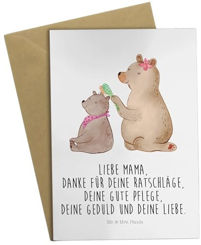 Mr. & Mrs. Panda Grußkarte Bär Kind - Geschenk, Klappkarte, Glückwunschkarte, Papa, Einladungskarte, Muttertag, Vatertag, Haare kämmen,