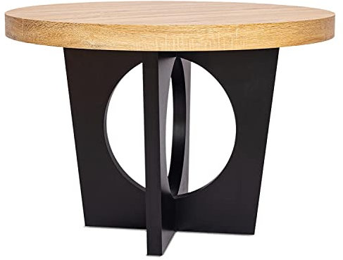 Menzzo Table Ronde Extensible Kalipso Chêne Clair et Noir