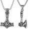 Weenkeey 2 Pcs Thors Hammer Viking Amulet Pendant Axe Necklace Gothic Punk Rock Hip Hop Pendant - Silver