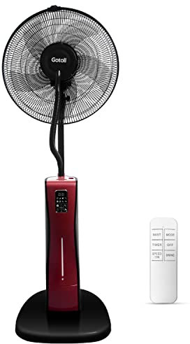 Gotoll Ventilatore Nebulizzatore Ventilatore a Piantana con Telecomando Ventilatore Umidificatore 2 in 1 a Pavimento - Rosso