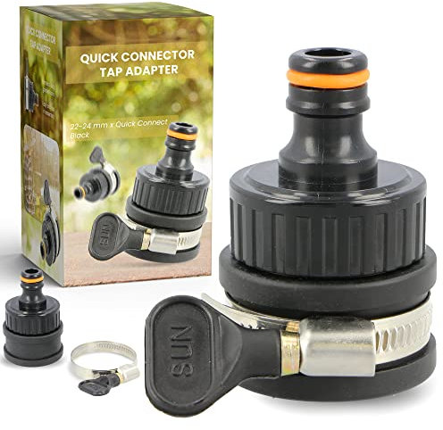 Wasserhahn-Adapter Schnellverbinder 22-24mm Aussenhahn Adapter Wasserhahnanschluss Schlauchverbinder Schlauchkupplung Kunststoff Gartenschlauch Metallklemme Gummidichtmasse Hausbewässerung Anschluss