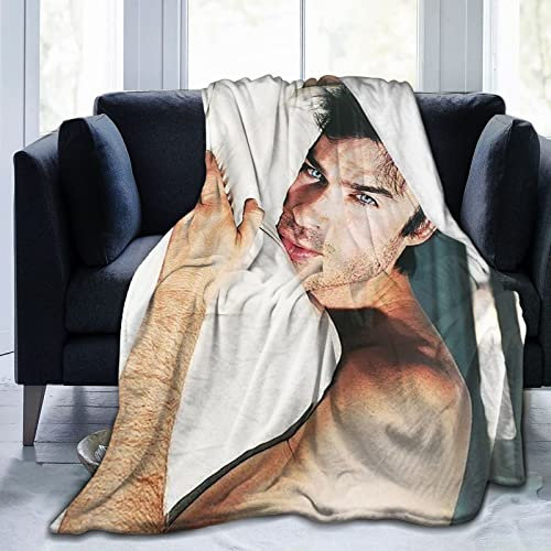 YINGD Ultraweiche Decke, Ian Somerhalder, Überwurfdecke, flauschig und warm, antistatisch, Einzeldecke, waschbar, 125 x 100 cm