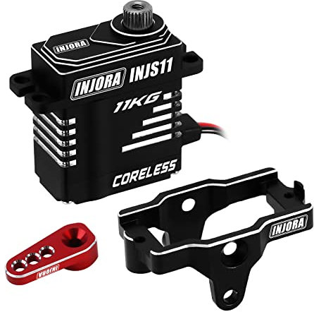 INJORA Coreless Digital Micro Servo 11KG High Torque with Horn and Servo Tray for TRX4M 1/18 RC Crawler Upgrade Parts