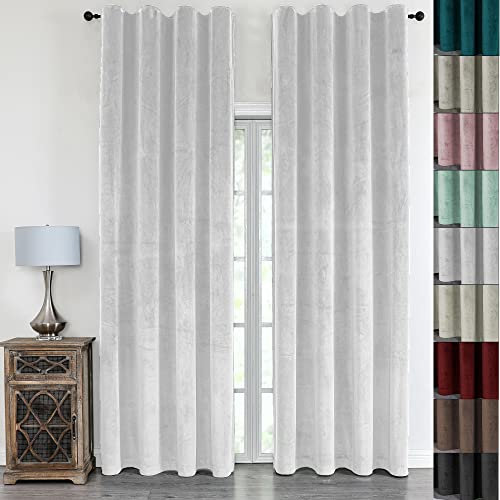 Cleanlevel EST 2016 Samt Vorhänge mit Kräuselband 140x245cm Samtgardinen Samtvorhang Blickdicht Thermo Gardine Schal Wärmeisolierend Wohnzimmer Vorhänge (2, Weiss)