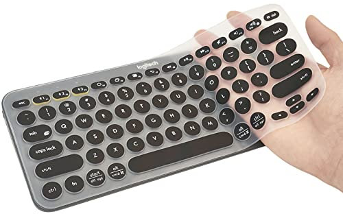 K380 Keyboard Cover Ultra-Thin Silicone, Keyboard Cover for K380 Wireless Keyboard, Waterproof Dustproof Keyboard Skin (Black)