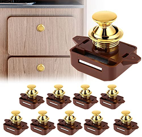 Opaltool 10 Stück Push Button Catch Door Lock Türknauf Verriegelung Druckknopfverriegelung passend für 15-18 mm Dicke Wohnmobil Boot Van RV Yacht Schranktür Schrank