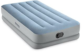 Intex Dura Beam Plus Mid-Rise Comfort Plush Fiber-Tech 14 Air Mattress Twin-Sized Bed with Built-in Electric Pump and Carry Storage Bag