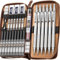 Nicpro 30 Stück Silber Metall Druckbleistift Set in Lederetui, Kunst Bleistifte 0.5, 0.7, 0.9, 2 mm Minenhalter mit 16 Röhren Ersatzminen (6B 4B 2B HB 2H 4H Farben) zum Skizzieren und Zeichnen