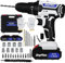 Cordless Drill Driver 21V, Electric Combi Drill Power Tool with 2 Batteries 1.5Ah, 25+1 Torque, 45N.m Max Battery Power Drill, 29 Accessories, Variable Speed & Built-in LED Electric Screw Driver