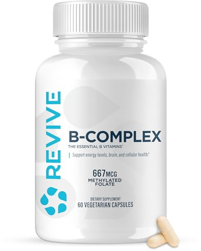 Revive MD Vitamin B Complex Capsules for Men & Women – Supports Heart Health, Energy & Immune System – Vitamin B12 Complex Promotes Healthy Brain Function & Overall Wellness (60 Servings)