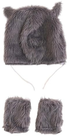 Werwolf-Hut, Wolfsohren, Hut, Kopfbedeckung mit Handschuhen, Kostüm, Halloween-Kopfschmuck, Kopfbedeckung für Partys, Nachtclubs, Maskerade