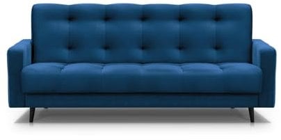 Mars Meble Schlafsofa mit Bettkasten - Dreisitzer 220cm Breit Polstersofa mit Schlaffunktion Nancy BIS, aus Velours Sofa mit Federkern Holzbeine, Stoff: Monolith 77 - Marineblau