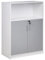 Büroschrank grau/weiß 117 x 80 x 40 cm abschließbar offenes Ablagefach Zehna
