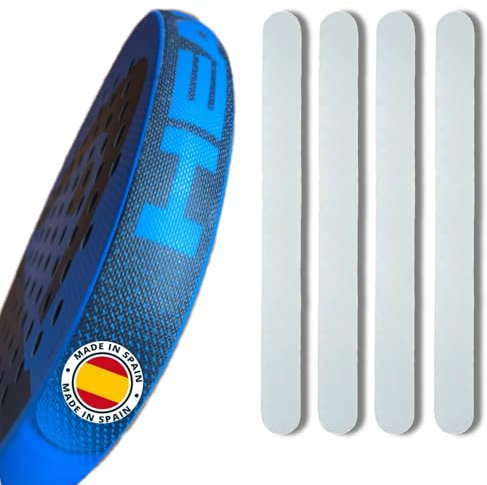 Protector pala de padel Transparente, Resistente y Rugoso, accesorios de pádel, protector pala padel Ligero y de fácil sustitución, 35mm x 370mm, funda pala padel, Protección Esencial (4 UNID)