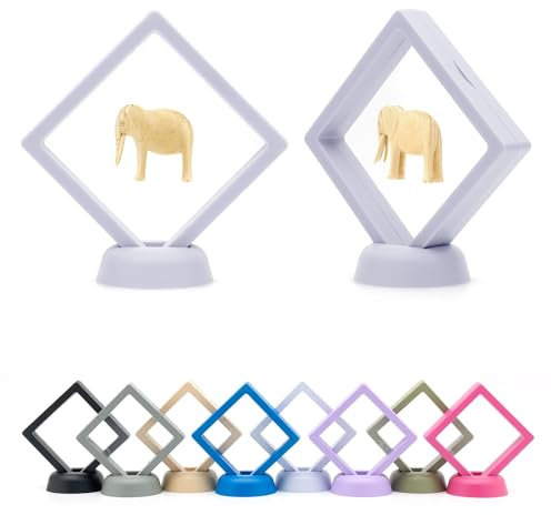 CKB LTD 5 Stück 3D schwebende Rahmen Vitrine Halter Aufbewahrungsbox Aufhängung Ständer - Hält Schmuck, Edelsteine, Sammelmünzen und Hobby-Bastelartikel (weiß) 9 cm x 9 cm x 2 cm (mittel)