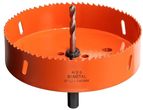 yotutun Sega a Tazza Bi-metallica 140mm, M42 HSS Sega A Tazza Trapano Punta Elicoidale Foro con Punta di Centraggio per Iron Alluminio, Legno, Cartongesso, Tubi, Plastica, Pannelli di Fibra