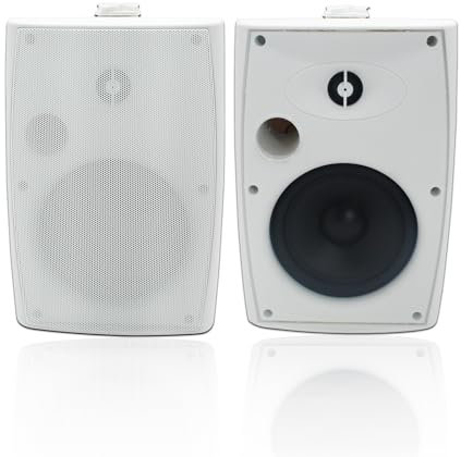 STUDIOFINIX Enceinte d'extérieur de 6,5 Pouces, Montage Mural, 400 W, Blanc - Solution Audio puissante et résistante aux intempéries