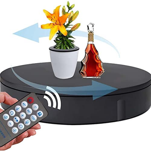 Plateau tournant motorisé avec télécommande, Plateau tournant électrique à 360 degrés pour Photographie, Accessoires de Prise de Vue vidéo, Plateau tournant d'affichage de Bijoux, noir-30 cm