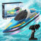 Remote Control Boat with LED Light, RC Boat Low Battery Alarm(Rechargeable), Self-Righting 9.3MPH, 2.4GHz Full Proportional Remote Control Boats for Kids/Adults, For Pools/Lakes Speed Boats