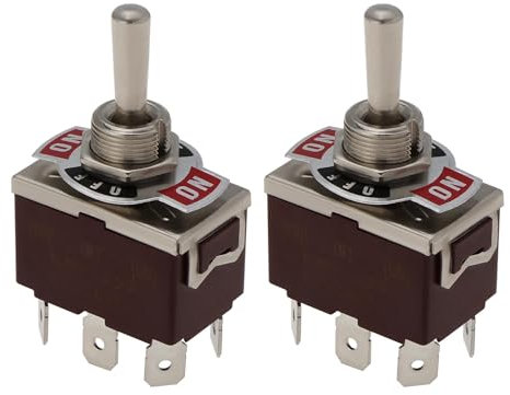 Create idea 2Pcs 6 Pines 3 Posiciones Interruptor de Botón Basculante Reinicio Doble Basculante Instantáneo Interruptor Encendido/apagado/encendido para Sistema Eléctrico AC 250V15A