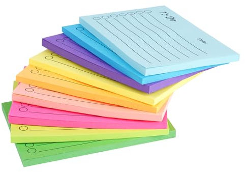 maxtachi 9 Pack Super Sticking Power Sticky Notes, 9 Bright Colors Sticky Notes with Lines, Big Rectangle Note Pad for School Office Refrigerators Meeting Home Plan Reminder