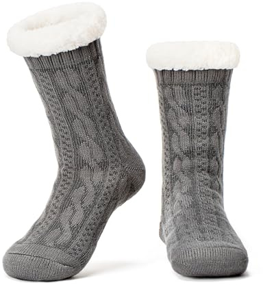 The Metluks Women's Fuzzy Slipper Socks, Warm Cozy Sherpa Lined, Non-slip Gripper Sole