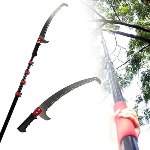 Scie à perche télescopique, coupe-arbres, sécateur à long manche, coupe-branches manuel, scie d'élagage sur perche, pour la foresterie, la pelouse, la coupe de branches de jardin (7,2 m/24 pieds)