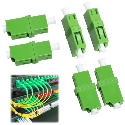 Vidacharmy Adattatore in Fibra Ottica, Confezione da 6 Adattatori in Fibra Ottica LC/APC a LC/APC per Connessioni di Rete, FTTH, Adattatore/Accoppiatore per Fibre Ottiche LC/APC Monomodale Simplex