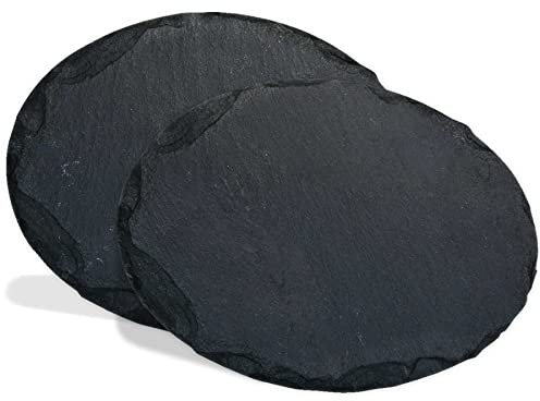 mtb more energy Schiefertafel Schiefer Schild Platte [2 Stück] - 22x15cm - oval - DIY - zum selbst Beschriften oder Gravieren für Geschenke, Basteln, Haushalt, Garten