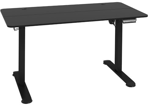 Vinsetto Höhenverstellbarer Schreibtisch 140 x 70 cm Elektrisch Computertisch mit 4 Memory-Voreinstellungen, Ergonomisch Steh-Sitz Tisch mit Haken, Anti-Kollision, Schwarz