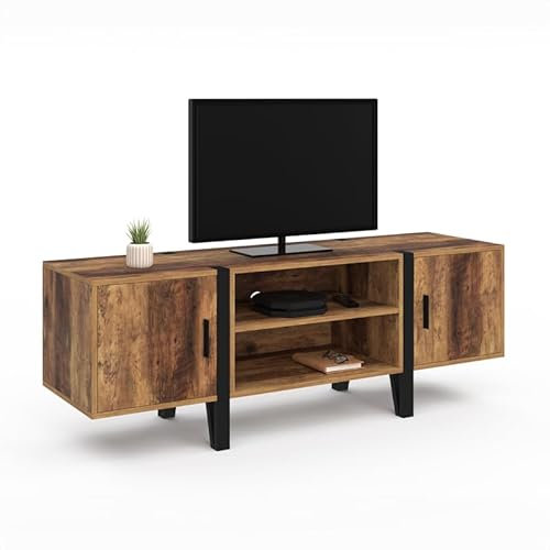 IDMarket - Meuble TV 140 cm Austria 2 Portes Pieds épingle