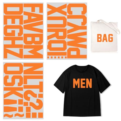 4 Inch Iron On Heat Transfer Letters Alphabets Fabric Vinyl DIY for Sport Jerseys T Shirts Clothes Slogan Printing Crafts Decoration (Orange)