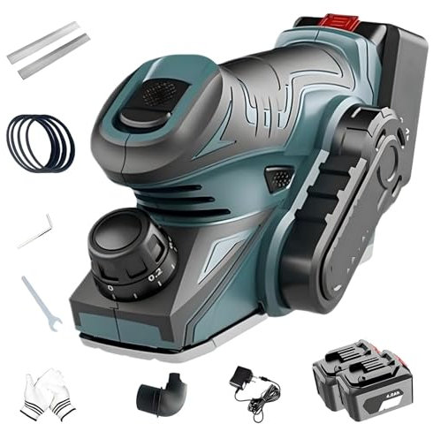 Cordless Electric Planer, 710W Portable Wood Planer with 2 Battery, 60mm Planer Width, 0.8mm Planing Depth, Planer Wood Cutting, Handheld Door Plane Kits for Woodworking Planing