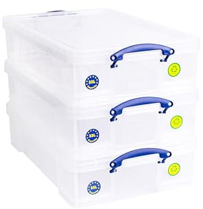 Really Useful Box Plastic Storage 33 Litre Clear (Pack Of 3)