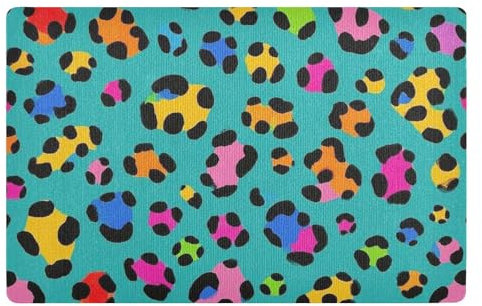 WDdZzyy Badteppich, Leopardenmuster, 81,3 x 50,8 cm, rutschfest, Gummi, extra für Urlaub, dekorativer Eingang, Veranda, Außenbereich