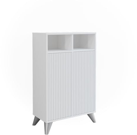Vicco Midischrank Leano, Badmöbel, Weiß, 60 x 97 cm mit 2 Türen
