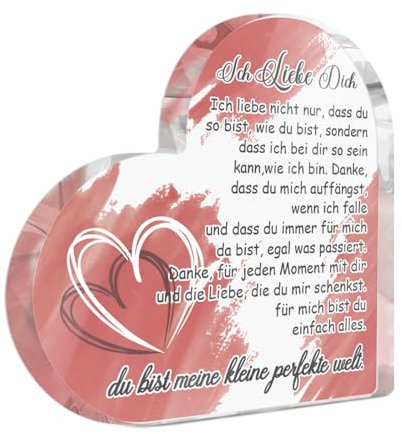 Putuo Decor Ich Liebe Dich Acryl Herz Deko – Romantische Tischdekoration mit Liebesspruch, Geschenk für Partner
