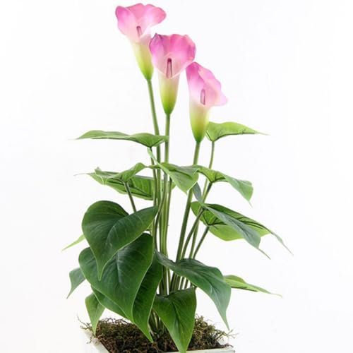 18.3 Inch Calla Lily Latex Artificial Flowers for Outdoors Realistic Fake Small Peace Lily Plant Potted Decor for Home Office Wedding Party 2 Bundles