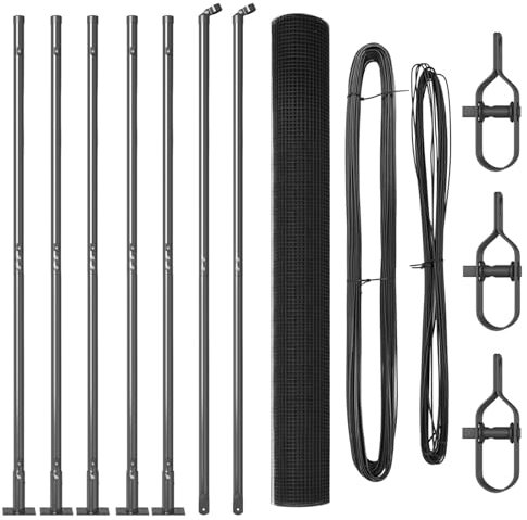 vidaXL Geschweißter Drahtzaun mit 7 Flanschpfosten Grau 10 X 1,5 m Langlebig Metall Beton Industrie Design Für Außensicherheit Und Grenzmarkierung Garten Glatte Oberfläche