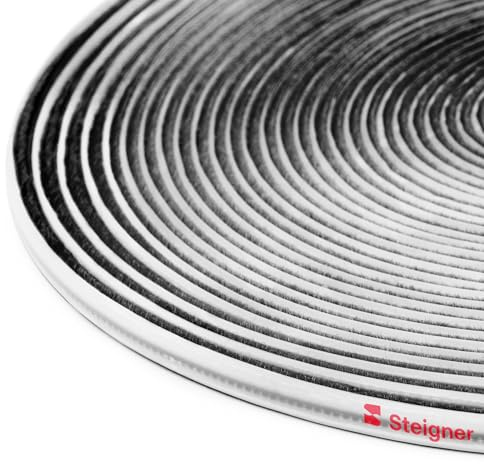 STEIGNER Bürstendichtung Schiebetür Kleiderschrank 4,8x4 mm 50m | Selbstklebende Türdichtung für Garderobe, Schlafzimmer, Ankleidezimmer | Farbe: Schwarz