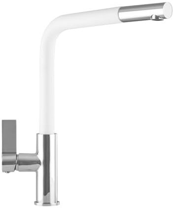 Faizee Home | Side Armatur Weiß – Elegante Küchenarmatur mit 360° Schwenkauslauf aus Messing & Keramikkartusche | Hochwertiger Wasserhahn für Spüle & Küche, langlebig & pflegeleicht