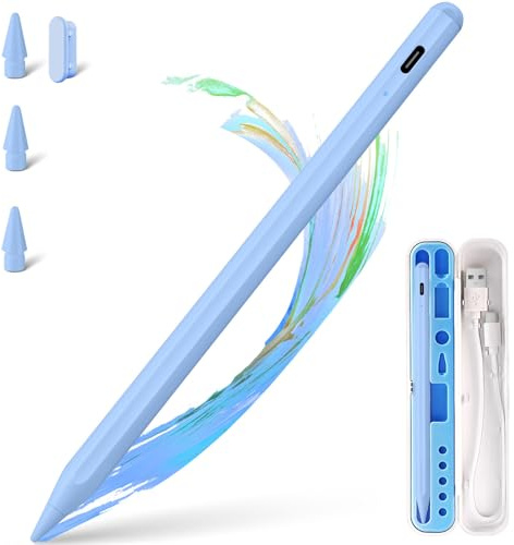 Pencil for Apple iPad 2018-2025, Type-c Fast Charge Pixel Precision, Tilt Sensitive Stylus Pen Compatible Apple iPad 11/10/9/8/7/6, Pro M4/12.9/11/13, Air 3/4/5/11-13M2/M3, mini 6/5, Blue