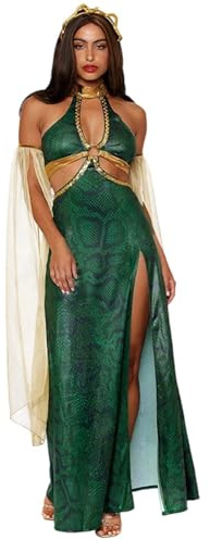 Genérico Ägyptische Göttin-Kostüm, griechisches Karnevalskostüm, Medusa mit Schlangen-Stirnband, Halloween-Kleid Cospaly, NINFA-Kostüm, Märchenwald-Kostüm