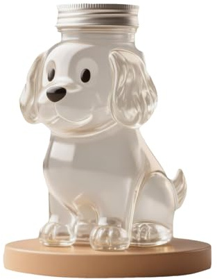 Bocal à bonbons en verre en forme de chien adorable pour chihuahua, biscuits C-andy pour animaux domestiques, boîte de rangement hermétique pour biscuits, bonbons (doré)