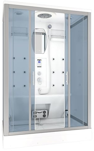 AcquaVapore Dampfdusche Sauna Dusche Duschkabine D27-EH-EC-EA-ALL 140x90 cm MIT 2K Scheiben Versiegelung