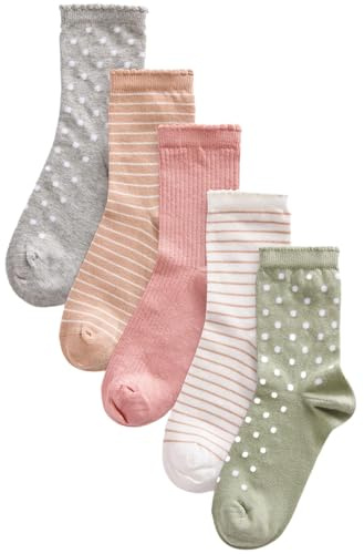 NEXT Mädchen Socken mit hohem Baumwollanteil im 5er-Pack 19-36