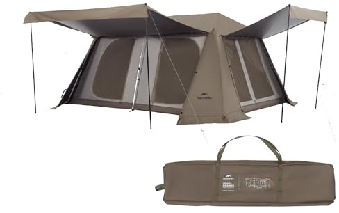Naturehike Village13 Campingzelt, Pop Up Familienzelt, 24㎡/40㎡ Hauszelt für 4-8 Personen Campingzelt Winddicht, leicht Aufzubauendes, UPF 50+ Sonnenschutz, Wassersäule 10000+mm
