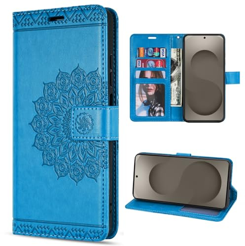 betterfon Hülle für Samsung Galaxy S26+ 5G | Klapphülle Schutzhülle mit Kartenfächer | Handyhülle mit Magnetverschluss | Mandala Blau